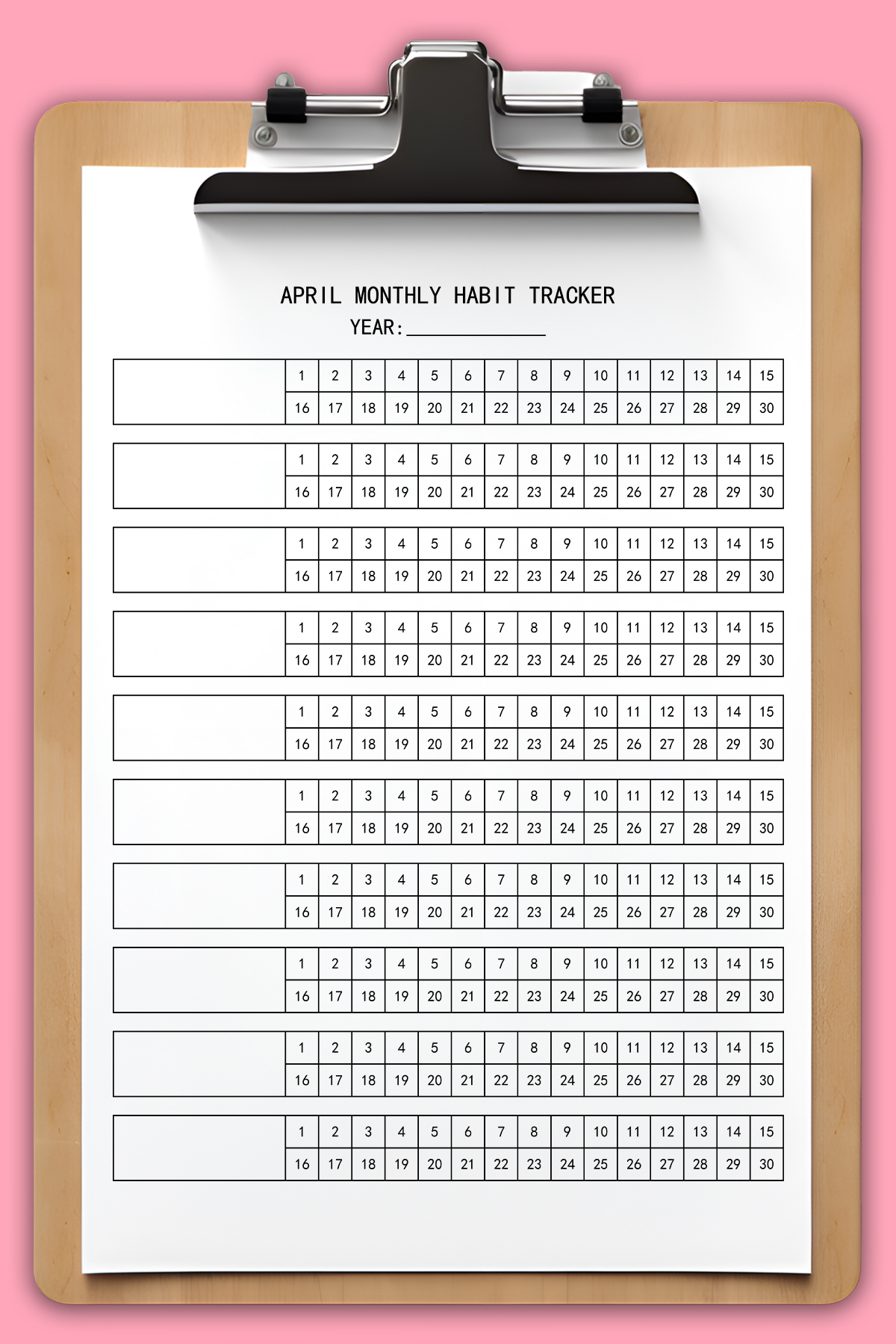 free printable habit tracker set: 30, 31, 28, & 29 day